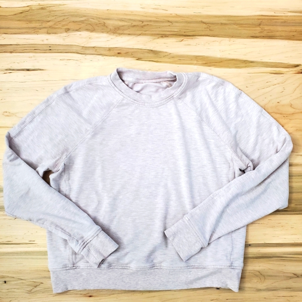 LULULEMON warm down cropped heathered pink gray sweatshirt pullover top 4
